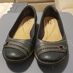 Clark's blue leather flats
